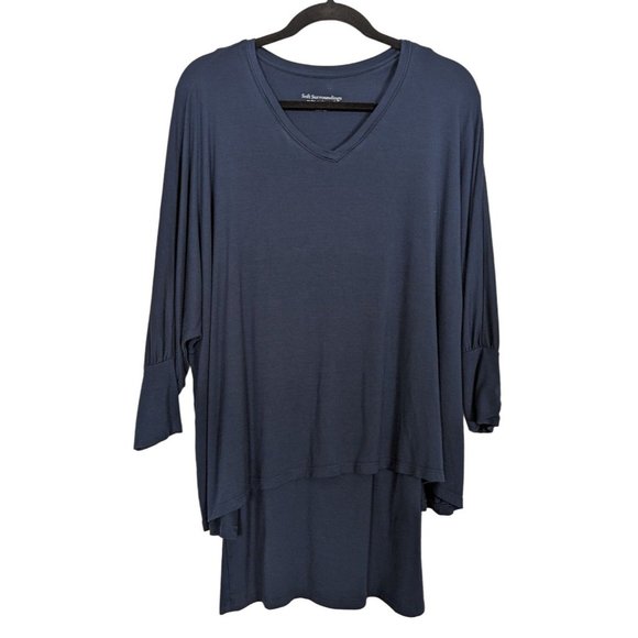 SOFT‎ SURROUNDINGS Stretch jersey Layered Indeevar Tunic blue Bohemian Top Small - Picture 2 of 10